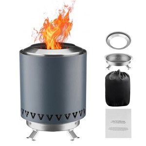 VEVOR Tabletop Fire Pit,6in Stainless Steel Tabletop Fireplace Indoor Outdoor, Rubbing Alcohol Burner Smores Maker,for Cylinder 1.96 lbs,Blue&Silver - 1 of 4