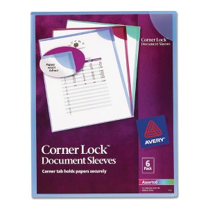 Avery Corner Lock Document Sleeves - Letter Size - Assorted Colors - Case of 6 - 1 of 4