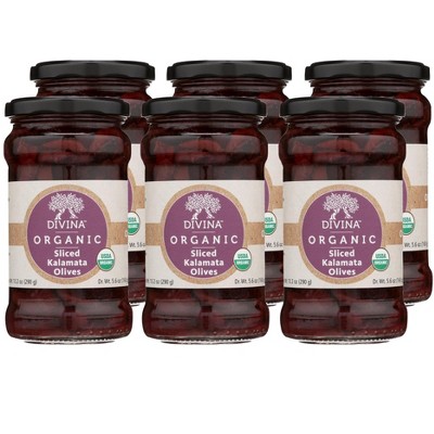 Divina Organic Sliced Kalamata Olives - Case of 6/5.6 oz