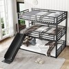 TIRAMISUBEST Twin/Twin/Full, Full/Full/Full, Queen/Queen/Queen, 3 Sizes Metal Triple Bunk Bed Frame with Slide & Ladder - 3 of 4