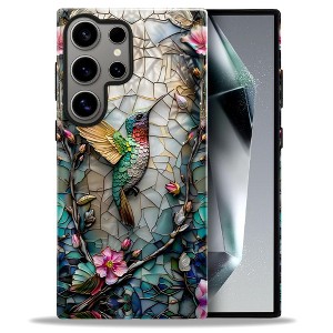 BONGEEK Case Compatible with Samsung Galaxy S23 Ultra,Scratch Resistant Hybrid 2-Layer Hard Shell Bright Phone Case,Hummingbird Flower Stained Glass - 1 of 4