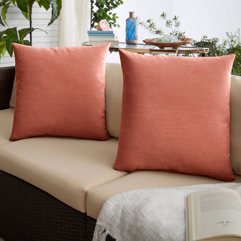2pk Sunbrella Outdoor Square Throw Pillows Coral, 2 of 4