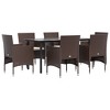 vidaXL 7 Piece Patio Dining Set with Cushions Brown and Black - 63" Table Length 6 Items - 3 of 4