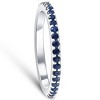 Pompeii3 3/4Ct Blue Sapphire Stackable Ring Wedding Band 10k White Gold - 3 of 4