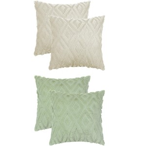 Unique Bargains Patterned Soft Shaggy Plush Faux Fur Throw Pillow Covers Set 4 Pcs - 1 of 4