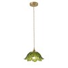 Dewdrop Adjustable Rod Vintage Pendant Light Pendant Light 1 Light Emerald Green Glass Scalloped Shade ETL Dining - 2 of 4