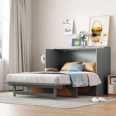 Queen/Full Size Murphy Bed Wall Bed with Large Drawers, USB Ports and Outlets-ModernLuxe