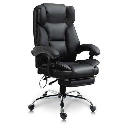 Reclining Office Chair,Desk Chairs,Adjustable High Back Leather Recliner Chair with Footrest-Executive,Thick Padded Strong Metal Base Quiet Wheels