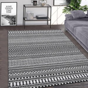 Modern Washable Rug - Non-Slip Kitchen & Bathroom Mat for Laundry, Nursery, Office, Living & Dining Room - Contemporary Carpet - 1 of 4