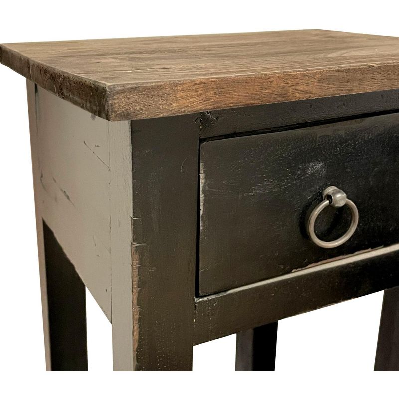 Besthom Shabby Chic Cottage 11.8 in. Square Solid Wood End Table with 1 Drawer, 5 of 6