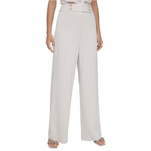 Calvin Klein Womens Buttoned High Rise Wide Leg Relaxed Casual Pants - 1 of 1