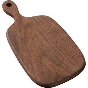 BRINJOY Wood Small Cutting Board with Handle, Walnut Wooden Chopping Boards for Bread, Vegetables & Fruits, Dinner Cheese Board with Hole(15.2"x7.3") - 1 of 4