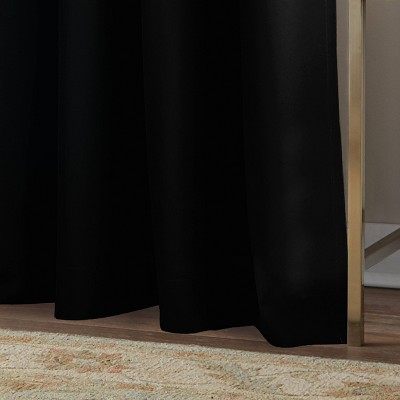 Cream and Black 108" Light-Filtering Polyester Linen Window Panel