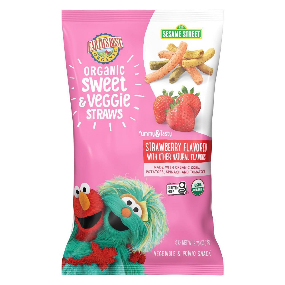 Earth's Best Organic Sweet & Veggie Strawberry Straws Sesame Street Baby & Toddler Snacks - 2.75oz
