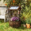 Outsunny Wooden Wishing Well Planter, Hexagon Raised Flower Bed with Galvanized Canopy, Outdoor Garden Box for Flowers and Vegetables - 3 of 4
