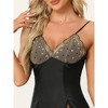 cheibear Women's Lingerie Babydoll Satin Mesh Inset Sweet Nightgown Mini Chemise Dress - 4 of 4