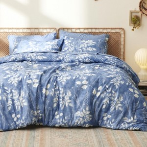 Cozy Comfort Beige Queen Comforter Set - 7 Pieces Floral Bedding Sets Queen Bed in a Bag with Botanical Flowers Comforter, Sheets, Pillowcases & Shams - 1 of 4