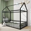 Streamdale Twin Size Metal Bed House Bed Frame with Fence, for Kids, Teens, Girls, Boys, Black - 2 of 4