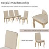Set of 4 Upholstered Dining Chairs with Curved Wood Legs, High Back, Nailhead Trim, Cushioned Seat, Elegant Farmhouse Style-Cuddlewood - 2 of 4