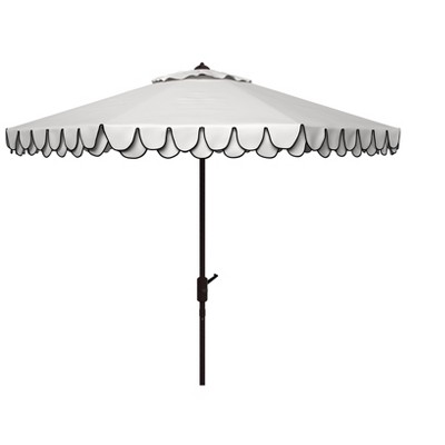 Elegant Valance 9Ft Auto Tilt Umbrella - White/Navy - Safavieh