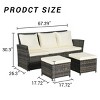 3-Piece PE Rattan Patio Seating Set,Outdoor Patio Set With Thick Cushions,Patio Small Space Chat Set,Sofa And Ottoman -Maison Boucle - 2 of 4