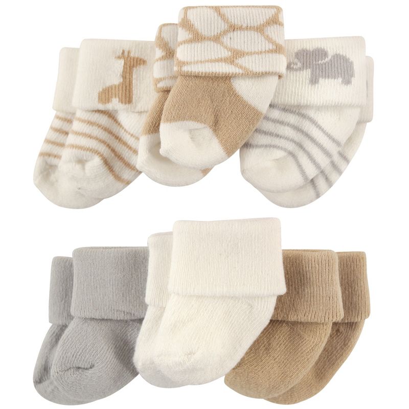Luvable Friends Baby Unisex Newborn and Baby Socks Set, Safari, 0-3 Months, 1 of 4