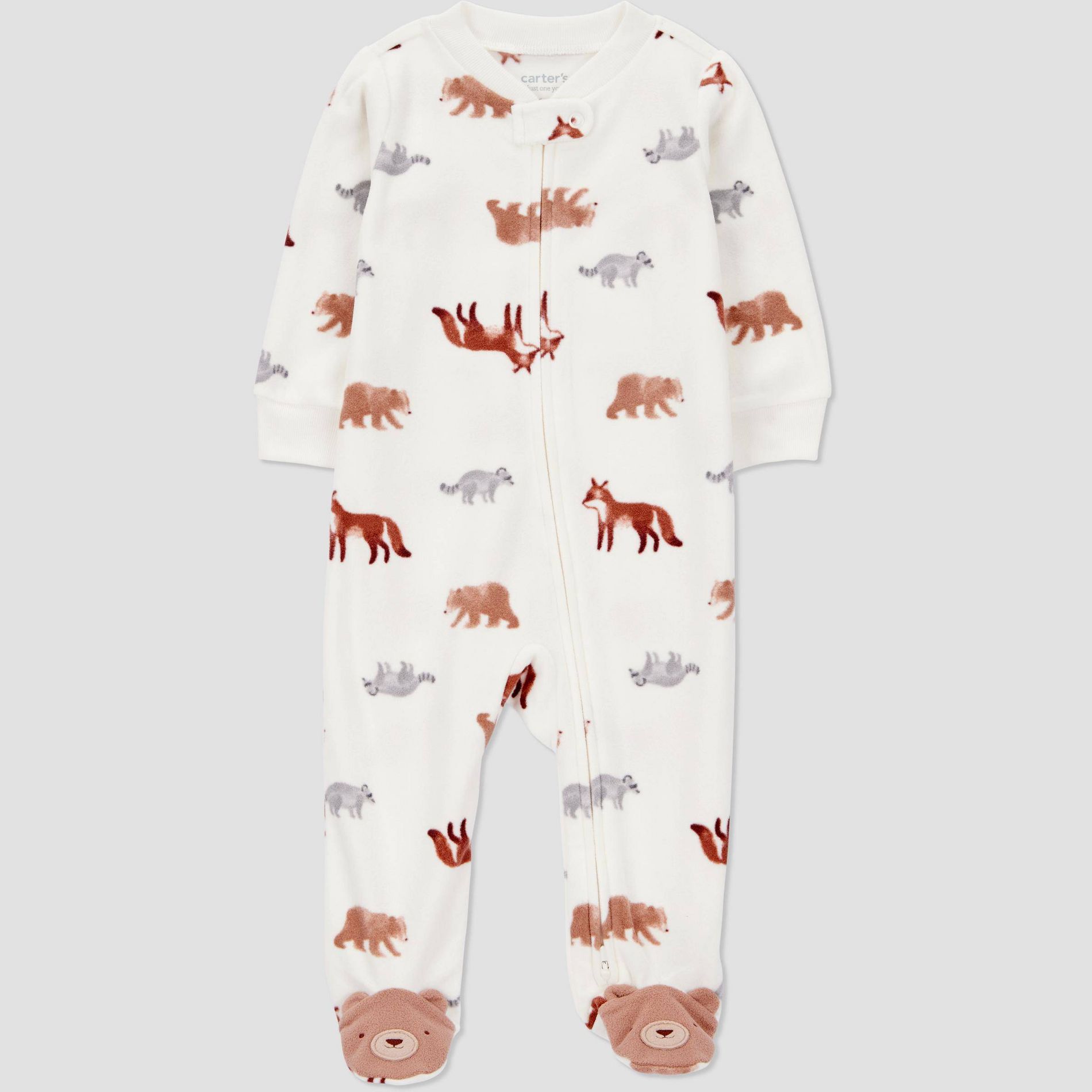 Carter's Just One You® Baby Fleece Wilderness Animals Sleep N' Play - Cream Newborn