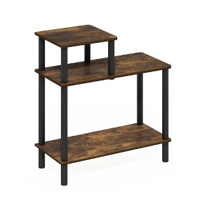 Furinno Turn-N-Tube 3-Tier Rectangular Sofa Side Table, End Table with Open Shelves, Amber Pine/Black - 1 of 1