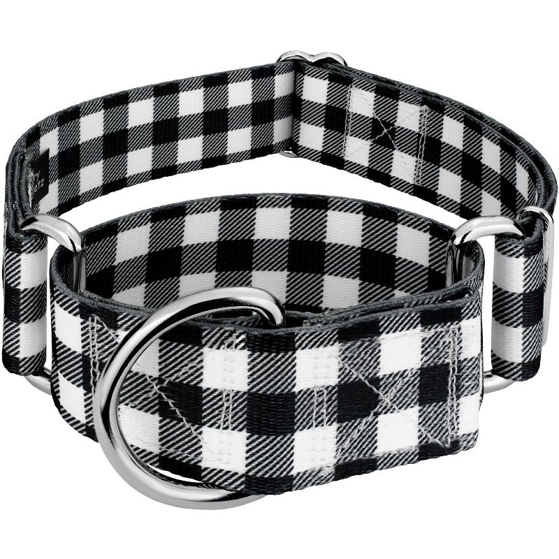Country Brook Petz 2 Inch Black & White Buffalo Plaid Martingale Dog Collar, 1 of 6