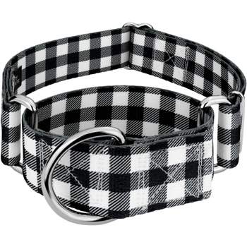 Country Brook Petz 2 Inch Black & White Buffalo Plaid Martingale Dog Collar