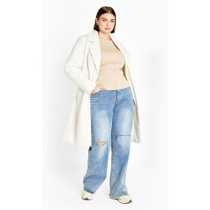 Women's Plus Size Selena Coat - cream | CITY CHIC - 1 of 4