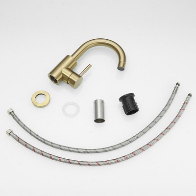 Brushed Gold Single Handle Bathroom Faucet with Swivel Spout