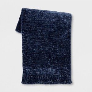 Shine Chenille Throw Blanket Navy Blue - Project 62 , Blue Blue