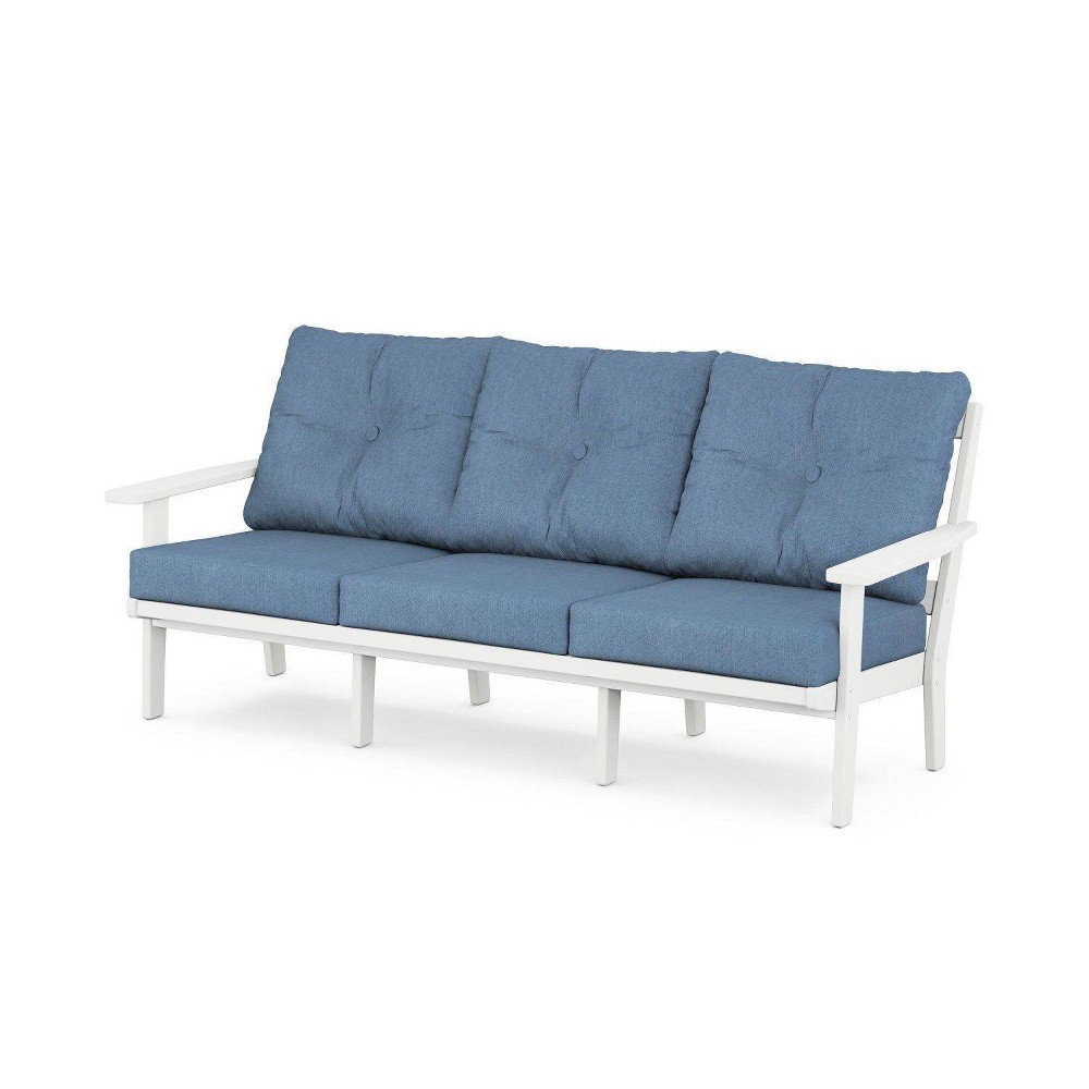 Photos - Sofa POLYWOOD Prairie Deep Seating Outdoor Patio  White/Sky Blue: Weather-R