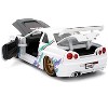 2002 Nissan Skyline GT-R (R34) "HKS Power" White with Carbon Hood and Graphics "JDM Tuners" 1/24 Diecast Model Car by Jada - 4 of 4