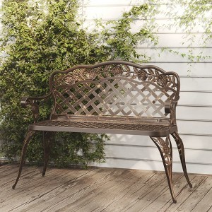 vidaXL Patio Bench 42.5" Cast Aluminum Bronze - 1 of 4