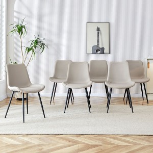 Okak Modern Cloud Comfortable Dining Chairs Set of 4, Faux Leather with Curved Widened Cushion & Metal Legs for Kitchen/Office/Bedroom - 1 of 4