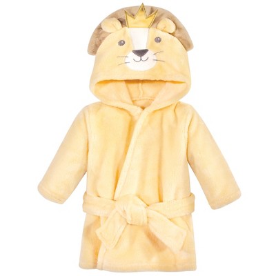 Hudson Baby Infant Boy Plush Animal Face Bathrobe, King Lion, 0-9 Months