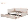 Full Size Upholstered L-Shaped Daybed with Twin Pop-Up Trundle and USB Ports, Square-Block Velvet Sofa Bed Frame, Beige/Gray - ModernLuxe - 4 of 4