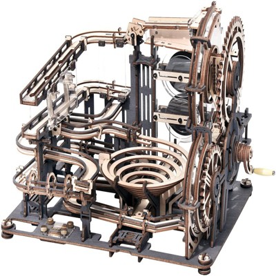 ROBOTIME 294 Pieces 3D Jigsaw Wooden Puzzle Marble Run Model Kit for Adults and Kids-Marble Night City, Multicolored, 12.8''* 8.4''*9''