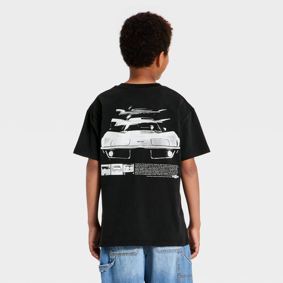 Boys' Corvette Short Sleeve Front and Back Graphic T-Shirt - Black