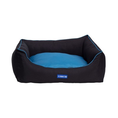Medium Black and Blue Eco-Fabric Bolster Dog Bed