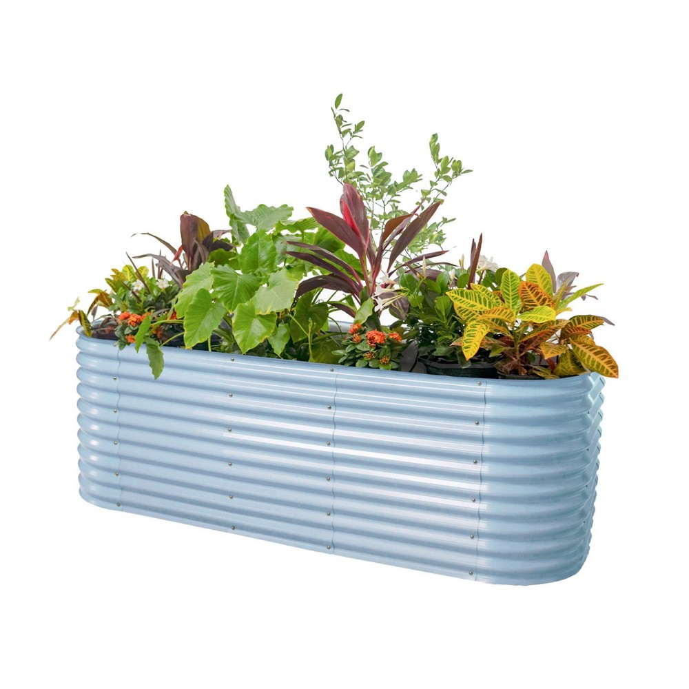 Photos - Flower Pot Vego Garden 10-in-1 Modular Rectangular Metal Outdoor Raised Garden Bed Sky Blue 48"x96"x32"