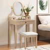 NicBex Vanity Desk with Mirror 30" Vanity Table with Oval Mirror, British Style Wood Makeup Vanity with 3 Drawer and 1 Upholstered Stool - 2 of 4