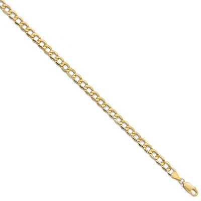 Black Bow Jewelry Men's 5.25mm 10k Yellow Gold Hollow Curb Link Chain Necklace