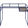 INFURNIC Writing Desk Modern Desk with 5mm Glass Top and Functional Storage Shelf for Office, Blue, 24"*48"*31" - 3 of 4