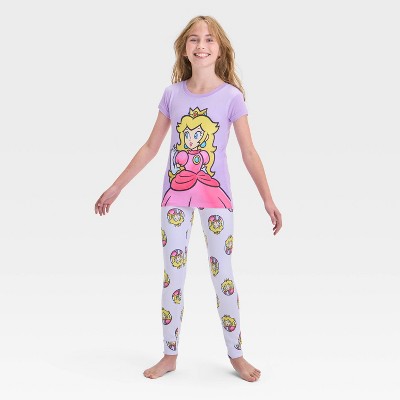 Girls' Princess Peach 3pc Pajama Set - Purple