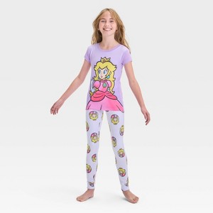 Girls' Princess Peach 3pc Pajama Set - Purple - 1 of 4