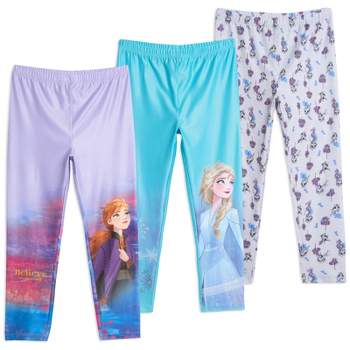 Disney Frozen Princess Anna Elsa Girls 3 Pack Leggings 