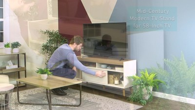Midnight Black 58" TV Stand with Cabinet and Shelves
